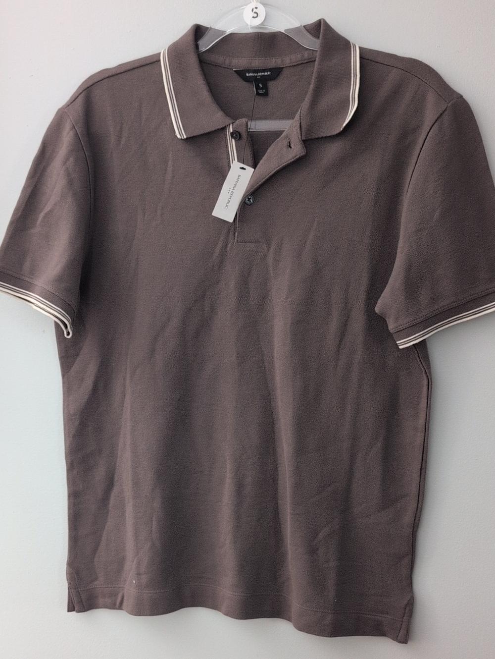 Banana Republic Men's Brown Polo with Cream Trim